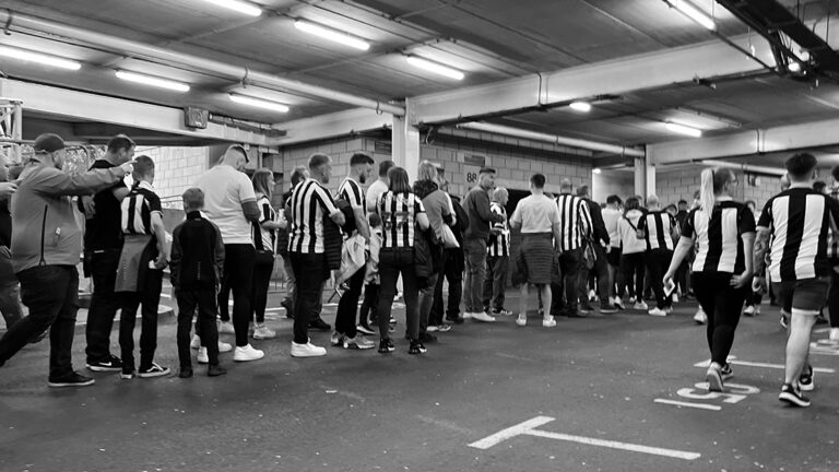 fans queuing underneath leazes stand sjp matchday newcastle united nufc bw 1120 768x432 1