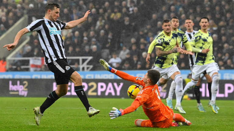 chris wood shooting illan meslier leeds save newcastle united nufc 1120 768x432 1